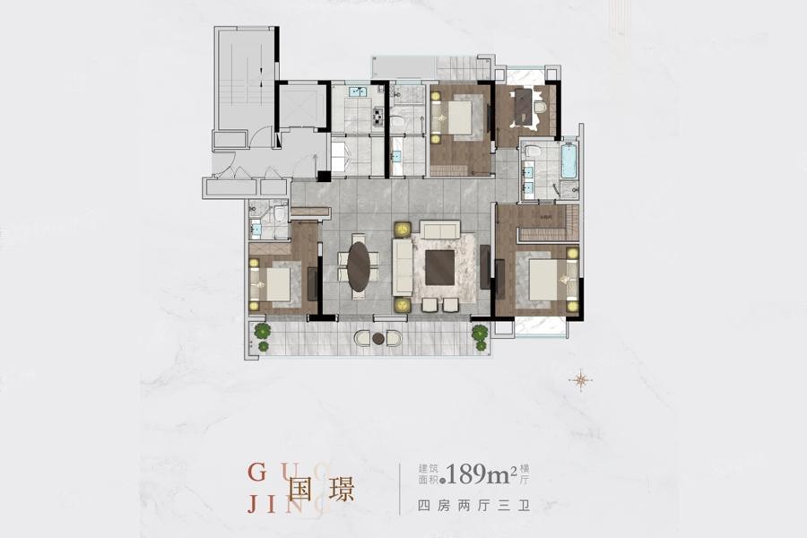 花语江南  4室2厅1厨3卫